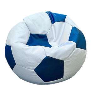 Soccerball Kids White and Navy Bean Bag Chair