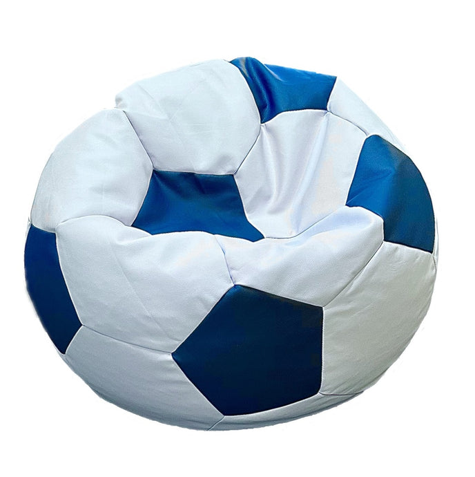 Soccerball Kids White and Navy Bean Bag Chair